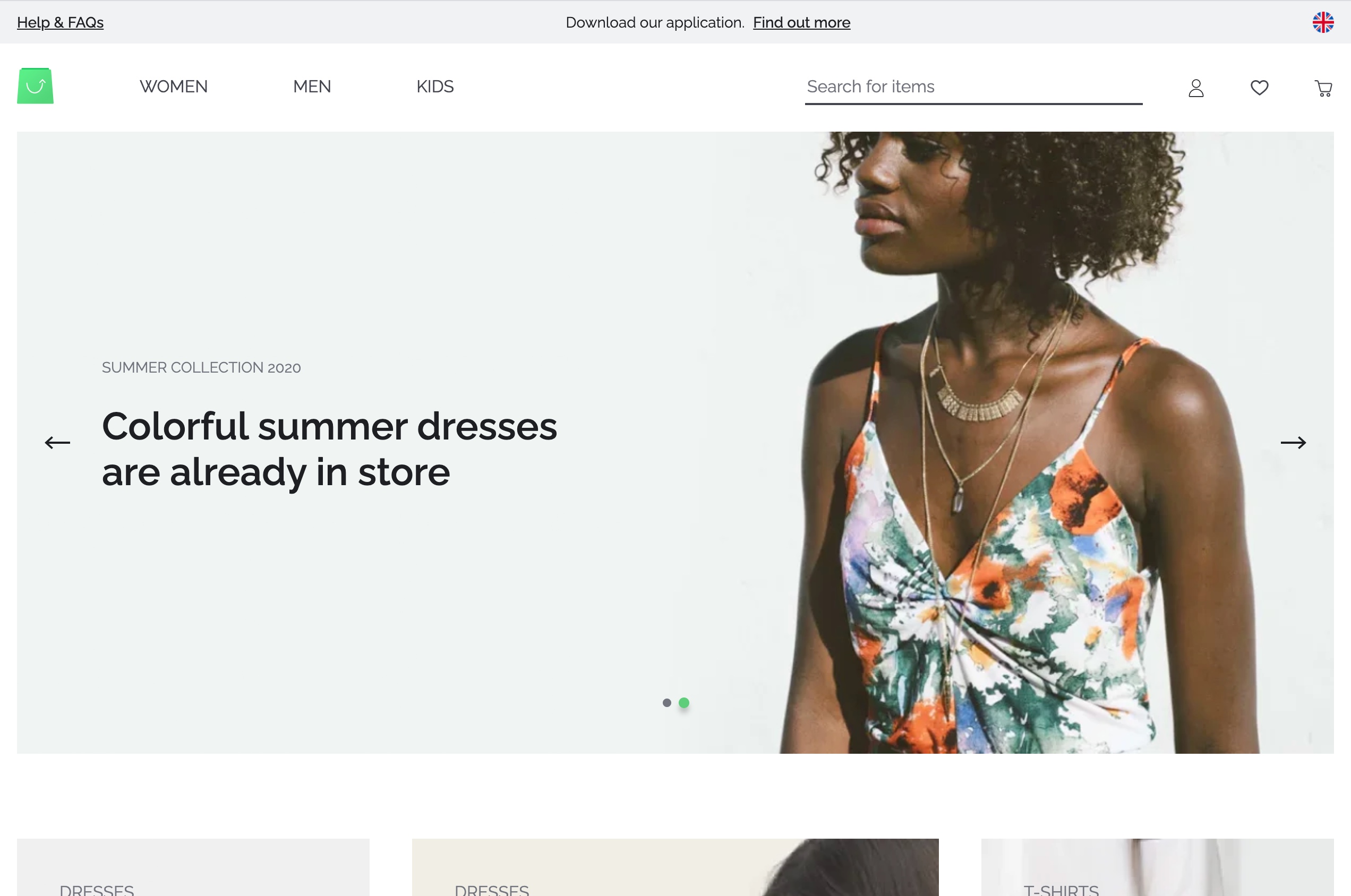 Screenshot of Vue Storefront store example website